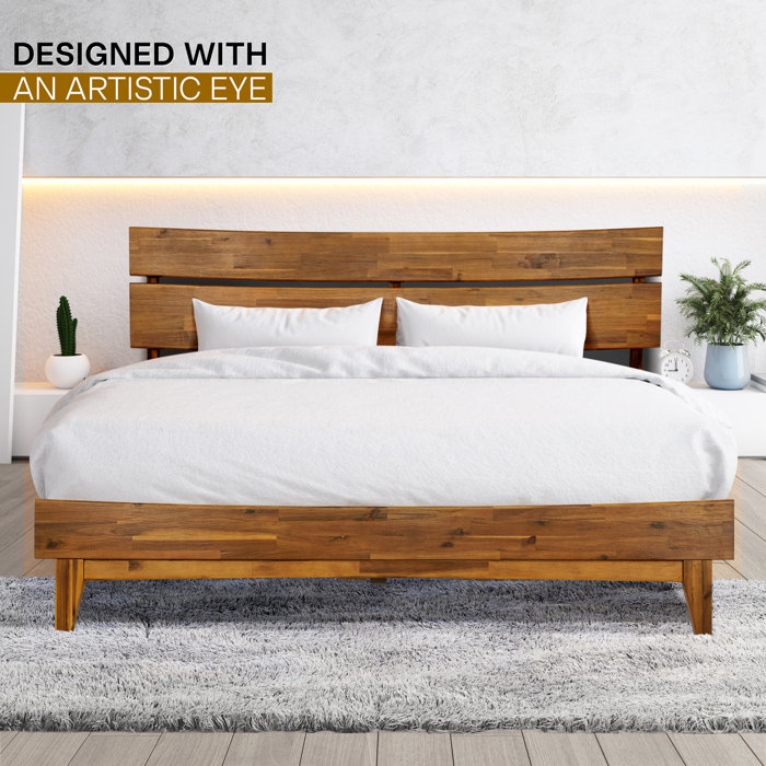 Acacia Aurora Solid Wood Bed Frame with Headboard & Reviews Wayfair